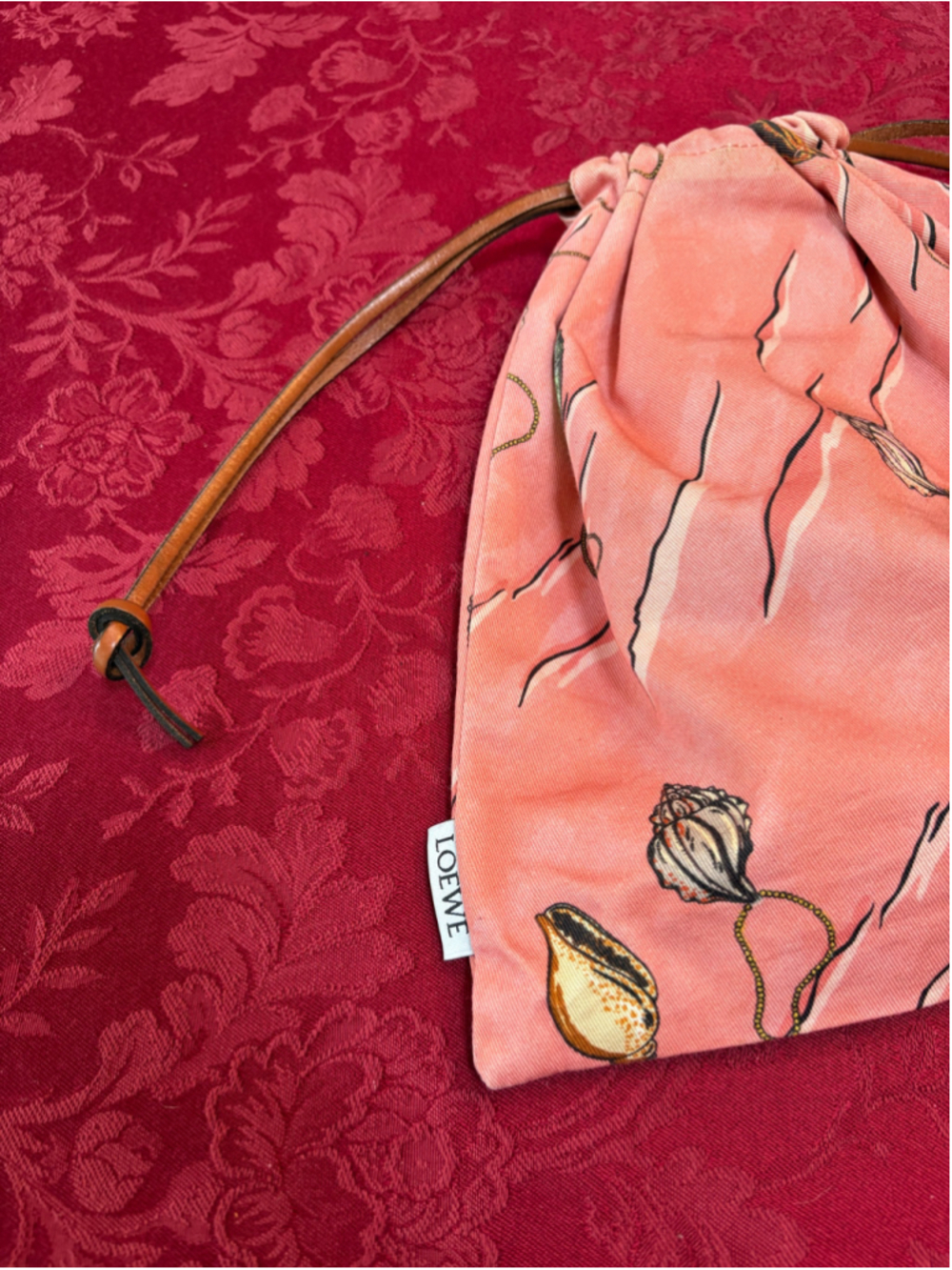 Loewe Pink & Brown Canvas Paula's Ibiza Cosmetic Bag With Seashell Motif - Picture 3 of 6